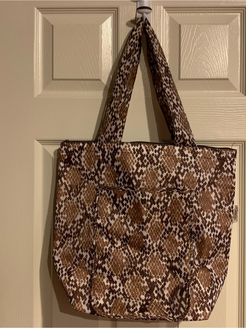 SACHI Brown Snake-Print Thermal Tote